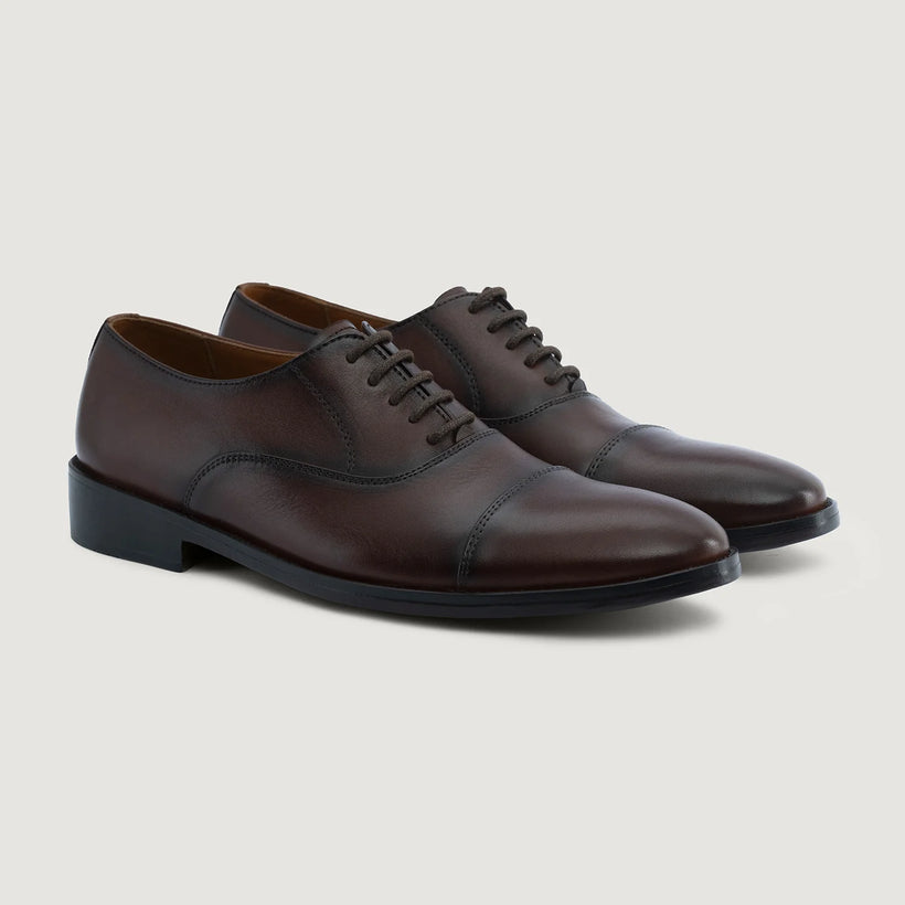 Professor Oxford Burnished Hnědá Leather Shoes pánská