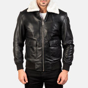 
Detailní pohled of Shirt with Removable Fur & Zipper Hardware on Airin G-1 Black & White Leather Bomber Jacket
