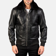 
Detailní pohled of Shirt with Removable Fur & Zipper Hardware on Airin G-1 Černá Kožená bomber bunda pro Pány