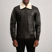 
Detailní pohled of Shirt with Removable Fur & Zipper Hardware on Airin G-1 Hnědá & Cream Kožená bomber bunda pro Pány