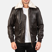 
Airin G-1 Hnědá Kožená bomber bunda pro Pány in Brown Sheepskin Leather - Přední pohled a přiléhavá silueta | Koupit online