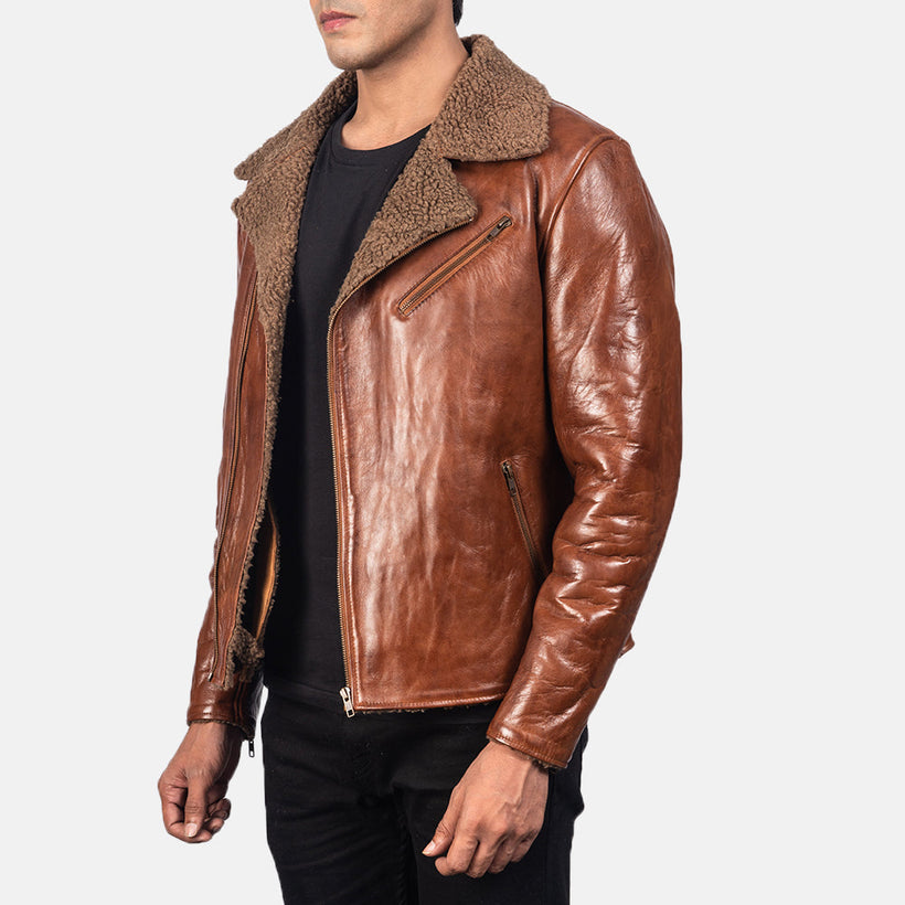 Alberto Shearling Hnědá Kožená bunda pánská