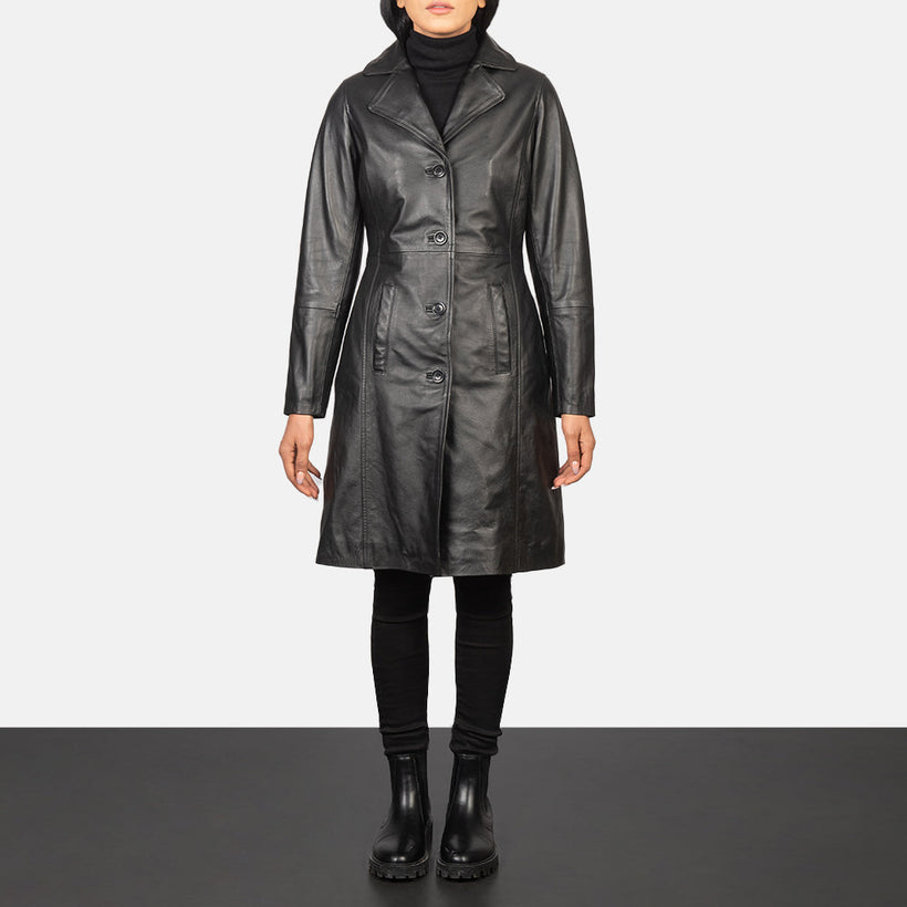Alexis Černá Single Breasted Leather Coat dámská