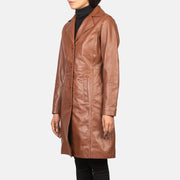
Brown Cowhide leather Coat - Zadní pohled s definovanými rameny a čistým lemem