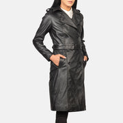 
Detailní pohled of Notch & Buttons Hardware on Alice Black Double Breasted Leather Coat