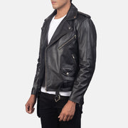 
Black Cowhide Leather Biker Jacket - Zadní pohled s definovanými rameny a čistým lemem