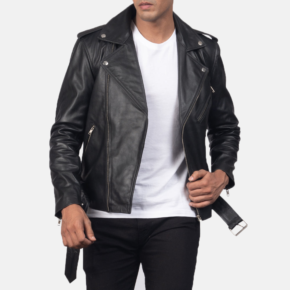 
Detailní pohled of Notch & Zipper & Waist belt Hardware on Allaric Alley Black Leather Biker Jacket