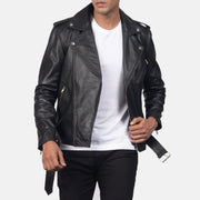 
Detailní pohled of Notch & Zipper & Waist belt Hardware on Allaric Alley Black Leather Biker Jacket