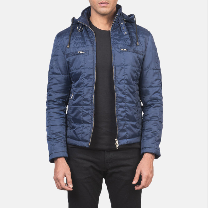 Alps Quilted Blue Hooded Windbreaker Kožená bunda pánská
