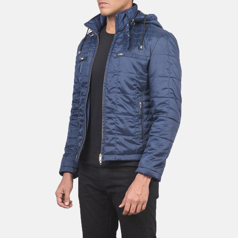 Alps Quilted Blue Hooded Windbreaker Kožená bunda pánská
