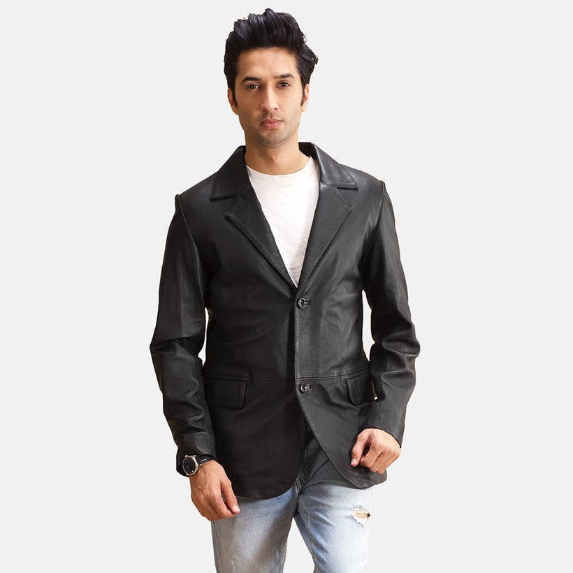 Alyson Černá Leather Blazer pánská