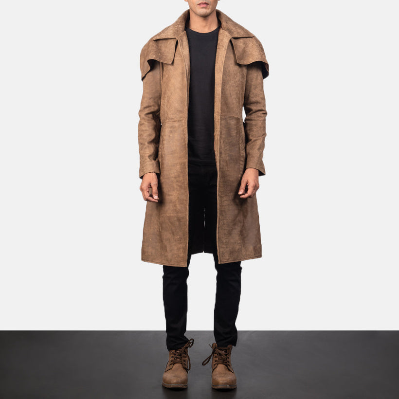 Army Hnědá Leather Duster pánská