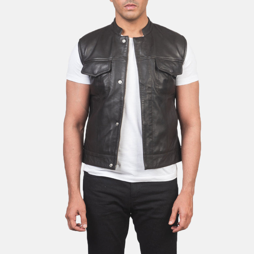 Atlas Moto Hnědá Leather Vest pánská