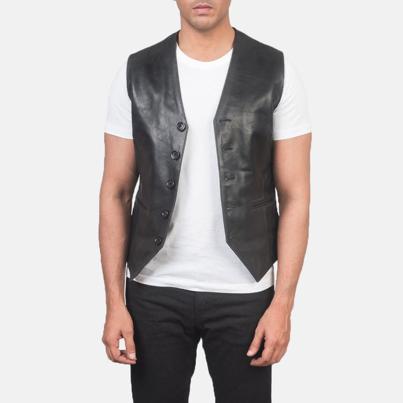 Auden Černá Leather Vest pánská