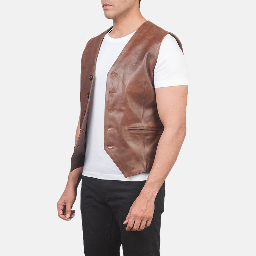Auden Hnědá Leather Vest pánská