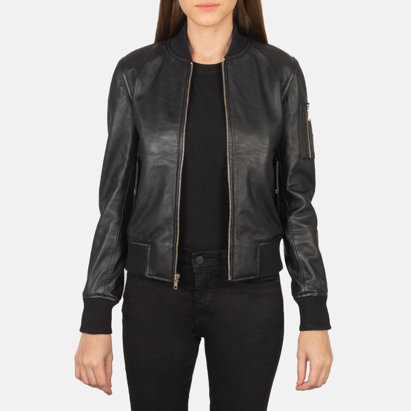 Ava MA-1 Černá Kožená bomber bunda dámská