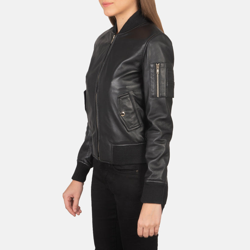 Ava MA-1 Černá Kožená bomber bunda dámská
