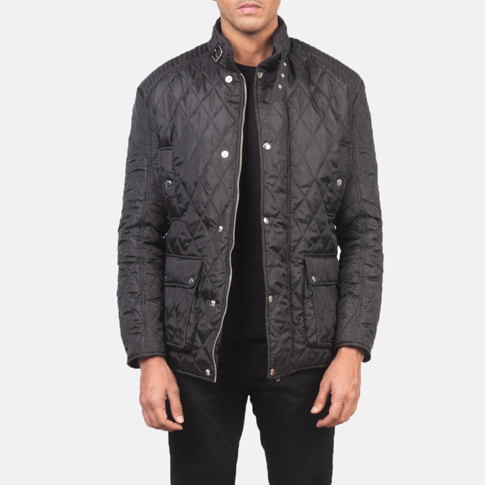 
Barry Prošívaná Černá Windbreaker Kožená bunda pro Pány in Black Polyester - Přední pohled a přiléhavá silueta | Koupit online