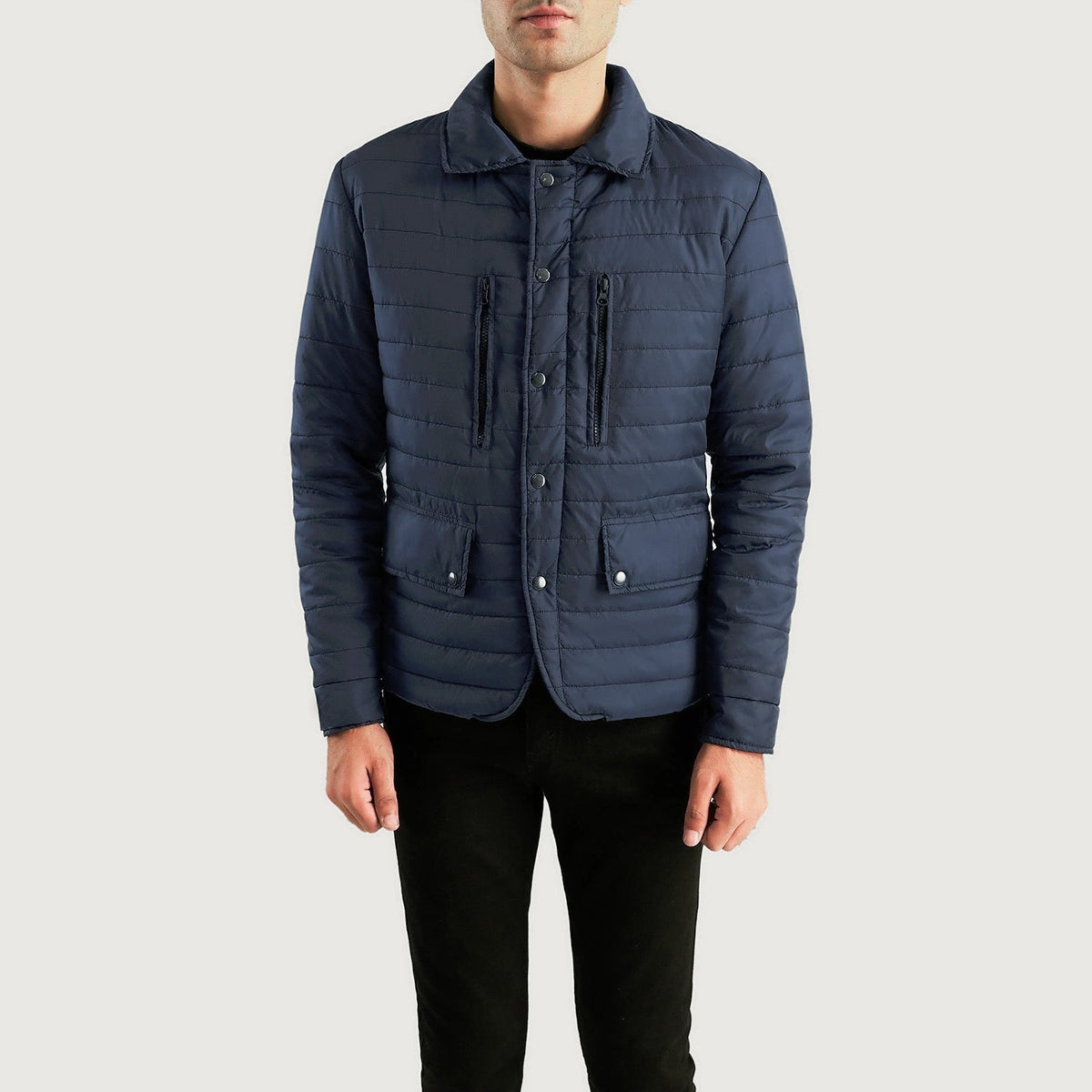 
Bo Quilt Windbreaker Kožená bunda pro Pány - Boční pohled ukazující ergonomický střih rukávů
