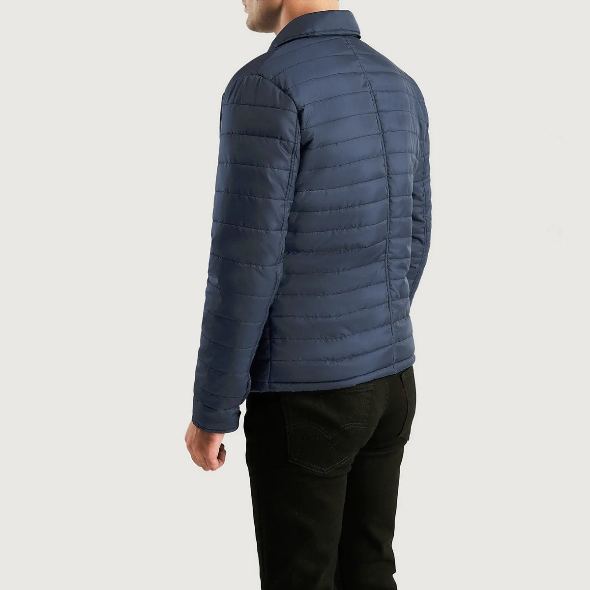 
Detailní pohled of High neck & Button Hardware on Bo Quilt Windbreaker Kožená bunda pro Pány