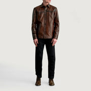
Detailní pohled of Shirt & Buttons Hardware on Bronco Distressed Hnědá Leather Shirt pro Pány