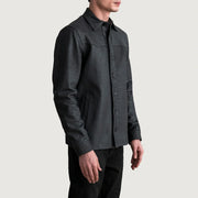 
Tumbled Black Sheepskin leather Jacket - Zadní pohled s definovanými rameny a čistým lemem