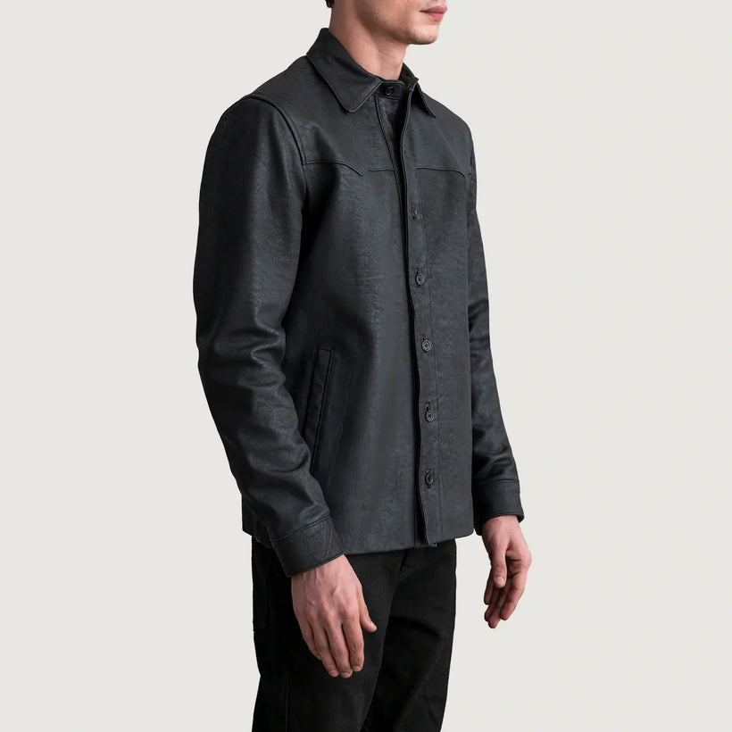 Bronco Tumbled Černá Leather Shirt pánská
