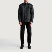 
Detailní pohled of Shirt & Buttons Hardware on Bronco Tumbled Černá Leather Shirt pro Pány