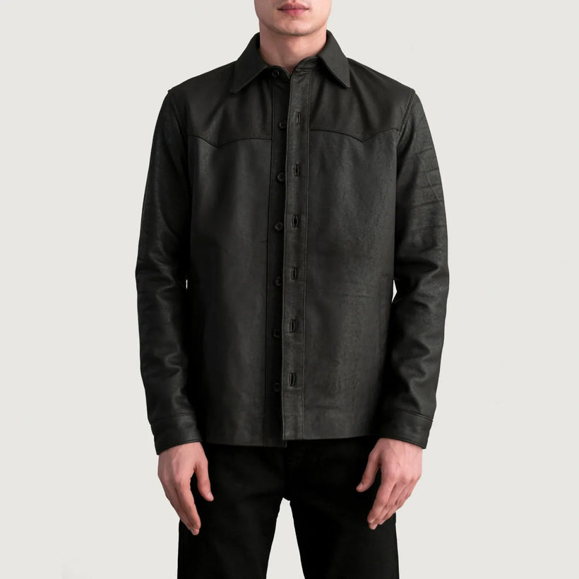 Bronco Tumbled Hnědá Leather Shirt pánská