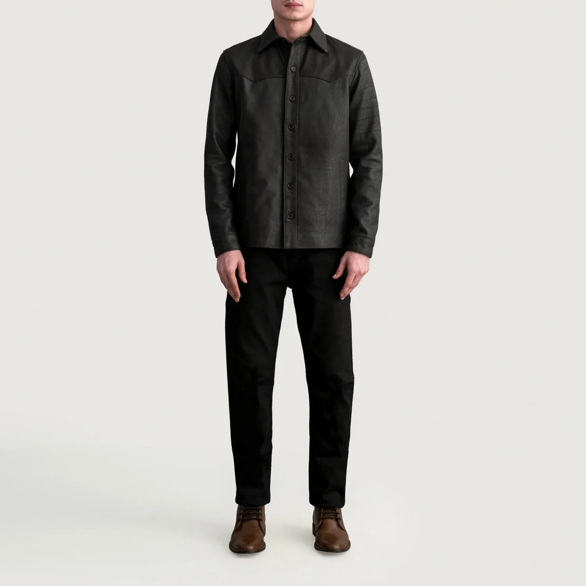 
Detailní pohled of Shirt & Buttons Hardware on Bronco Tumbled Hnědá Leather Shirt pro Pány