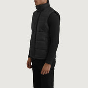 
Black Full-Grain leather Vest - Zadní pohled s definovanými rameny a čistým lemem
