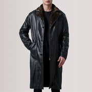 
Cai Černá Leather Shearling Kožený kabát pro Pány For Men in Black Sheepskin Leather - Přední pohled a přiléhavá silueta | Koupit online
