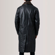 
Detailní pohled of Notch & Button Hardware on Cai Černá Leather Shearling Kožený kabát pro Pány For Men