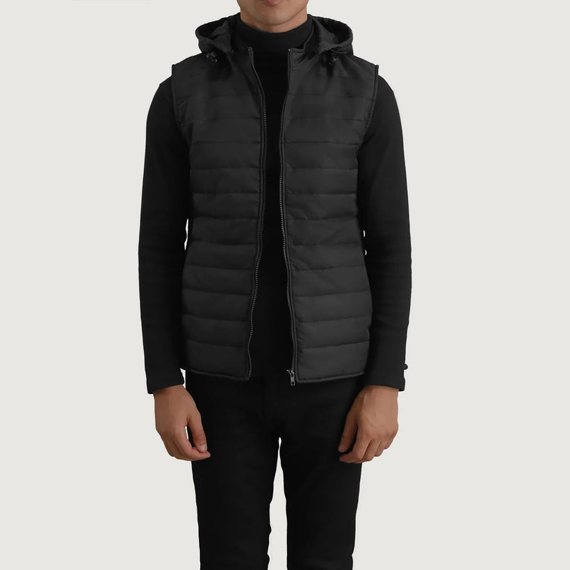 Carlo Černá Hooded Puffer Vest pánská
