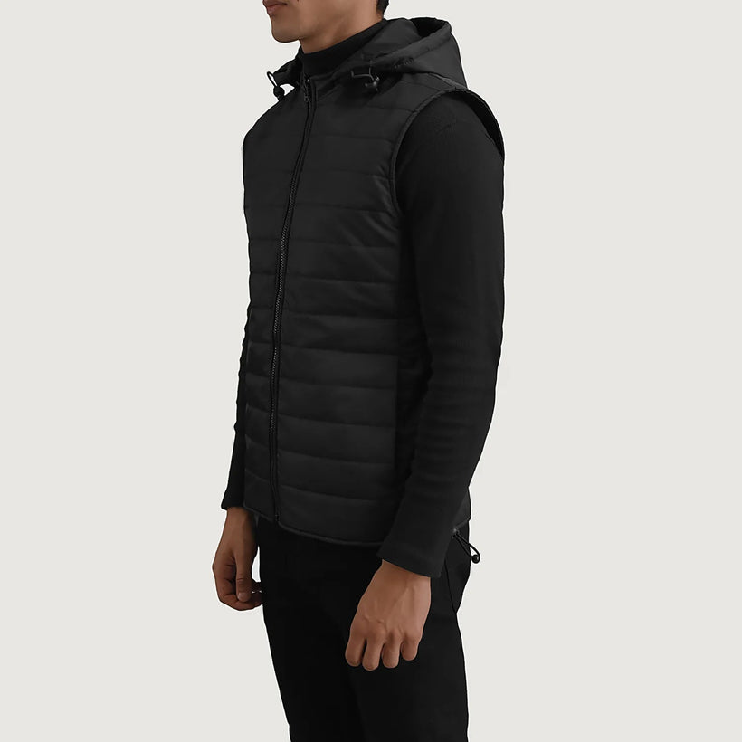 Carlo Černá Hooded Puffer Vest pánská