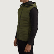
Green Full-Grain leather Vest - Zadní pohled s definovanými rameny a čistým lemem