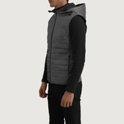 
Green Full-Grain leather Vest - Zadní pohled s definovanými rameny a čistým lemem