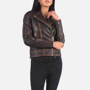 
Detailní pohled of Notch & Zipper Hardware on Carolyn Quilted Vintage Brown Biker Jacket