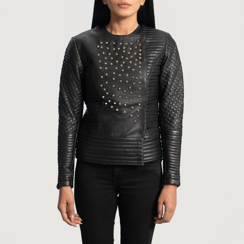 Celeste Studded Černá Kožená bunda dámská