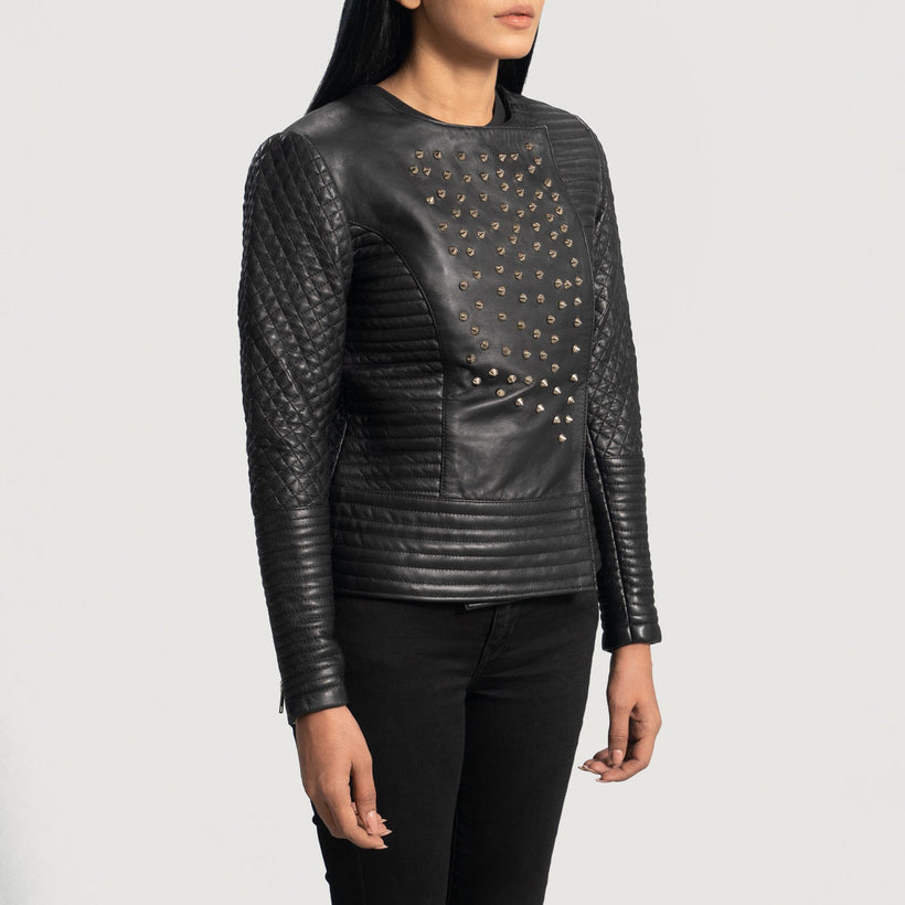 Celeste Studded Černá Kožená bunda dámská