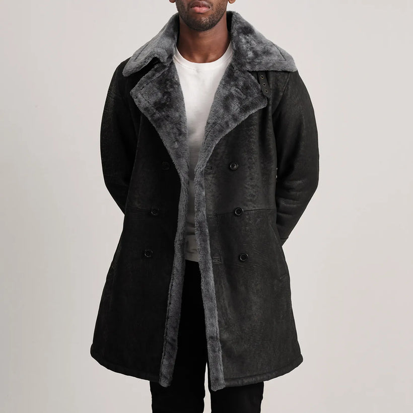 Charles Coat Hnědá Shearling Coat pánská