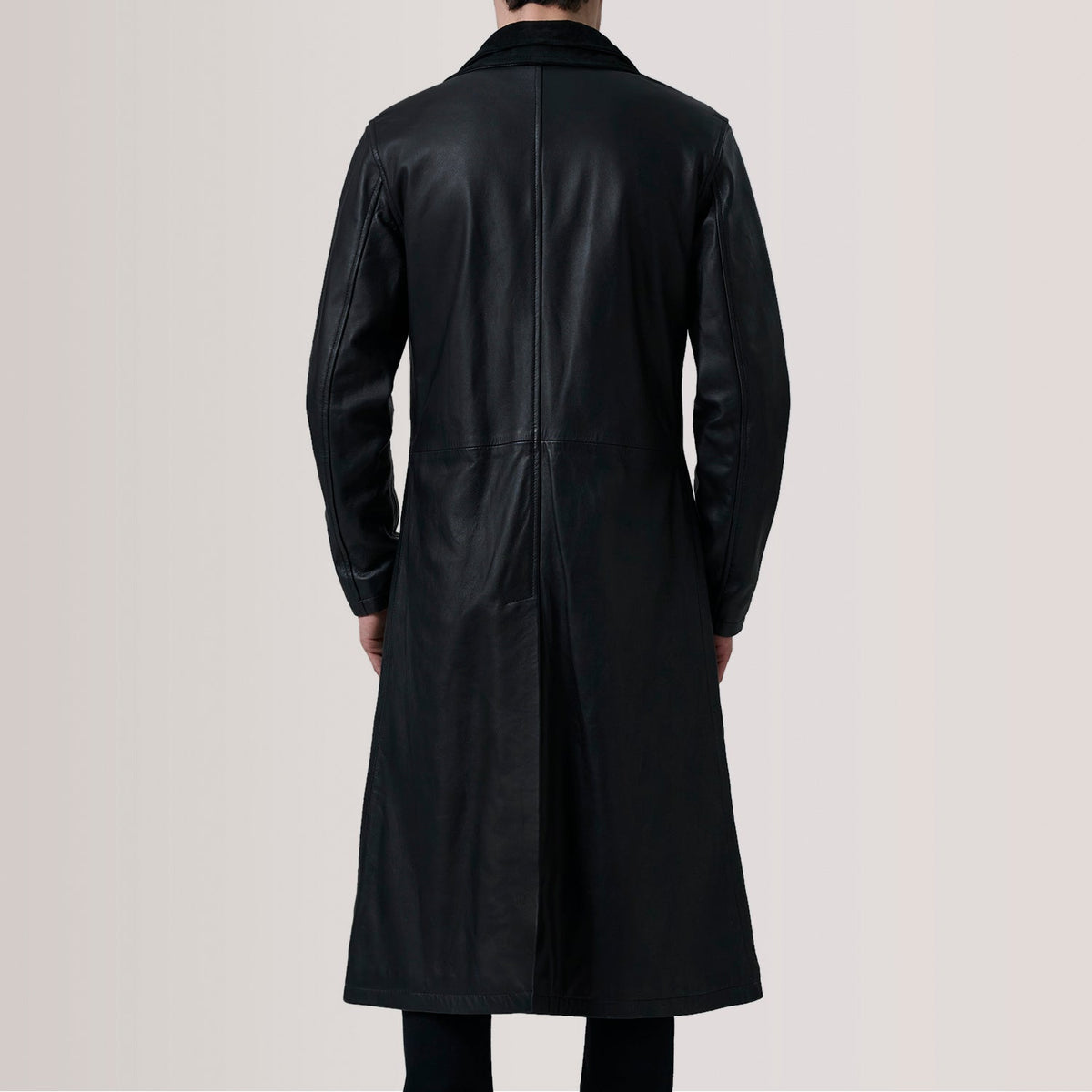 
Detailní pohled of Notch & Button Hardware on Charlton Černá Leather Single Breasted Kožený kabát pro Pány For Men