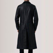 
Detailní pohled of Notch & Button Hardware on Charlton Černá Leather Single Breasted Kožený kabát pro Pány For Men