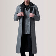 
Charlton Grey Leather Single Breasted Kožený kabát pro Pány - Přední pohled a přiléhavá silueta | Koupit online