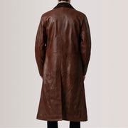 
Detailní pohled of Notch & Button Hardware on Charlton Waxed Hnědá Leather Single Breasted Kožený kabát pro Pány For Men