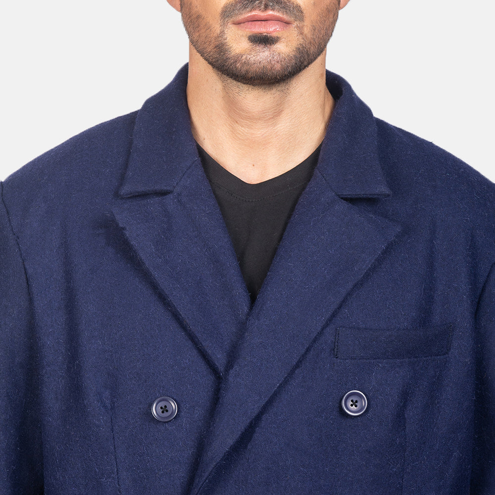 
Detailní pohled of Notch & Button Hardware on Blue Wool Double Breasted Coat