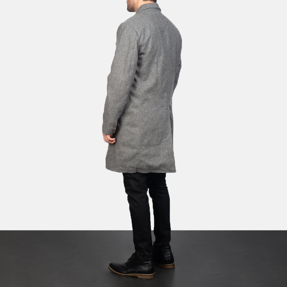 
Detailní pohled of Notch & Button Hardware on Claud Grey Wool Double Breasted Coat