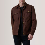 
Colberto Hnědá Waxed Canvas Trucker Kožená bunda pro Pány For Men in Brown Waxed Cotton Canvas - Přední pohled a přiléhavá silueta | Koupit online