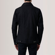 
Detailní pohled of Classic Collar & Heavy-Duty Zipper Hardware on Conard Černá Denim Trucker Kožená bunda pro Pány For Men