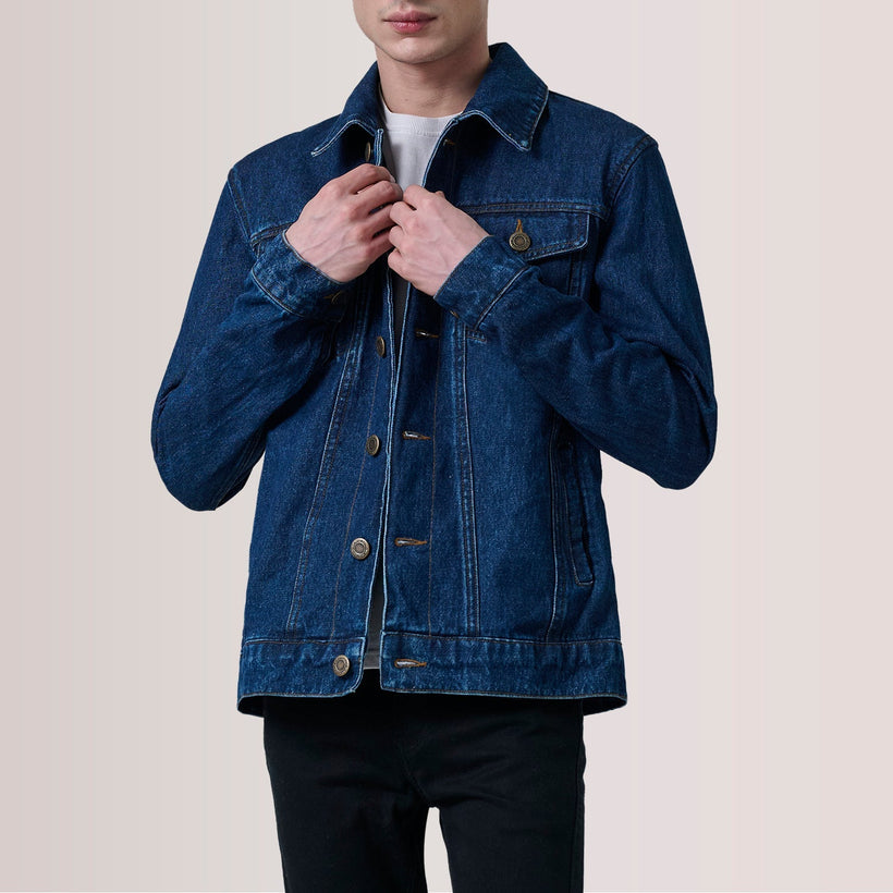 Conard Dark Modrá Denim Trucker Kožená bunda pro Pány